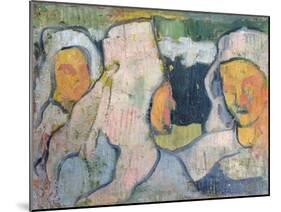 Three Breton Women in Widow's Bonnets-Emile Bernard-Mounted Giclee Print