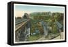 Three Bridges over Green River, Greenfield-null-Framed Stretched Canvas