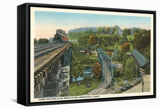 Three Bridges over Green River, Greenfield-null-Framed Stretched Canvas