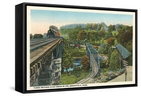 Three Bridges over Green River, Greenfield-null-Framed Stretched Canvas