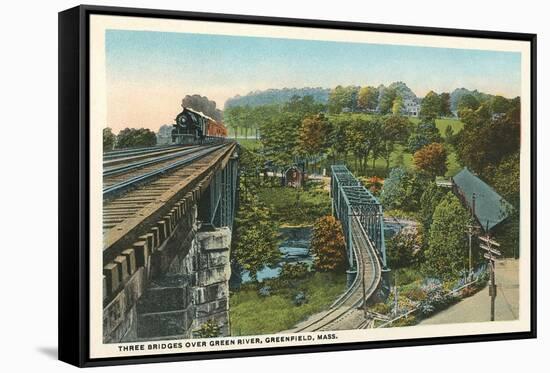 Three Bridges over Green River, Greenfield-null-Framed Stretched Canvas