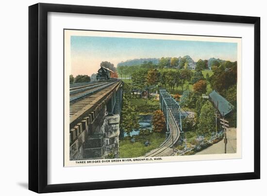 Three Bridges over Green River, Greenfield-null-Framed Art Print