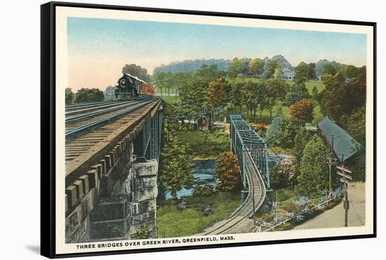 Three Bridges over Green River, Greenfield-null-Framed Stretched Canvas