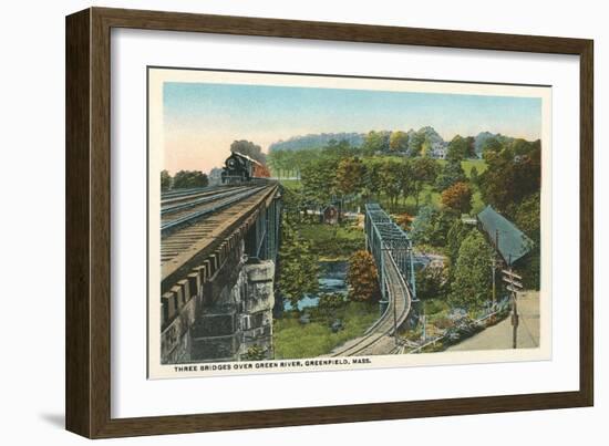 Three Bridges over Green River, Greenfield-null-Framed Premium Giclee Print