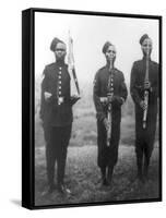 Three British Black Soldiers in Africa Photograph - Africa-Lantern Press-Framed Stretched Canvas