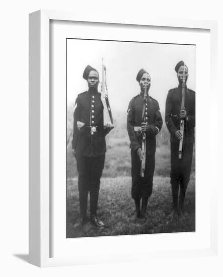 Three British Black Soldiers in Africa Photograph - Africa-Lantern Press-Framed Art Print