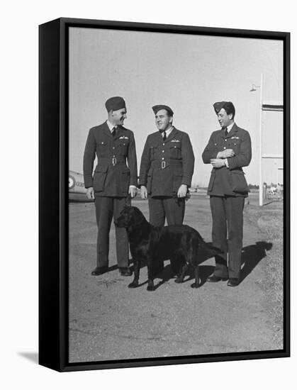 Three British R.A.F. Officers: R.E. Dupont, R.H. Waterhouse and Mellor Chatting at Camp Borden-John Phillips-Framed Stretched Canvas