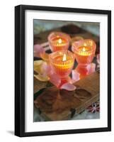 Three Candles and Rose Petals on a Table-Alena Hrbkova-Framed Photographic Print