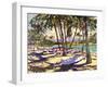 Three Canoes and Palm Shadows-Darrell Hill-Framed Giclee Print