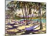 Three Canoes and Palm Shadows-Darrell Hill-Mounted Giclee Print