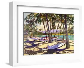 Three Canoes and Palm Shadows-Darrell Hill-Framed Giclee Print