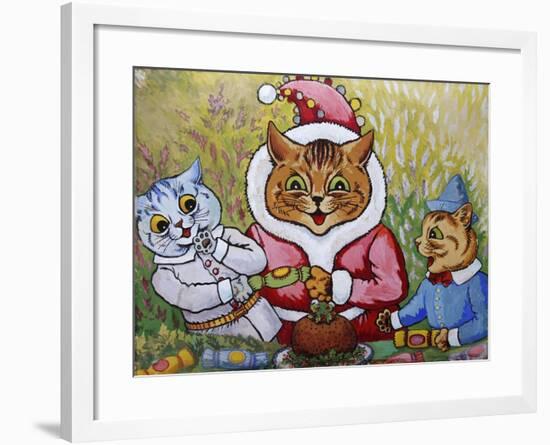 Three Cats and Plum Pudding, C.1935-Louis Wain-Framed Giclee Print