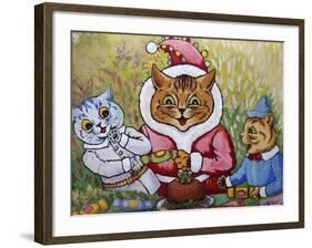 Three Cats and Plum Pudding, C.1935-Louis Wain-Framed Giclee Print