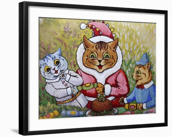 Three Cats and Plum Pudding, C.1935-Louis Wain-Framed Giclee Print