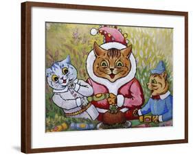 Three Cats and Plum Pudding, C.1935-Louis Wain-Framed Giclee Print