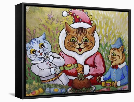 Three Cats and Plum Pudding, C.1935-Louis Wain-Framed Stretched Canvas