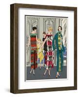 Three Checkered Dresses by Martial Et Armand-null-Framed Art Print