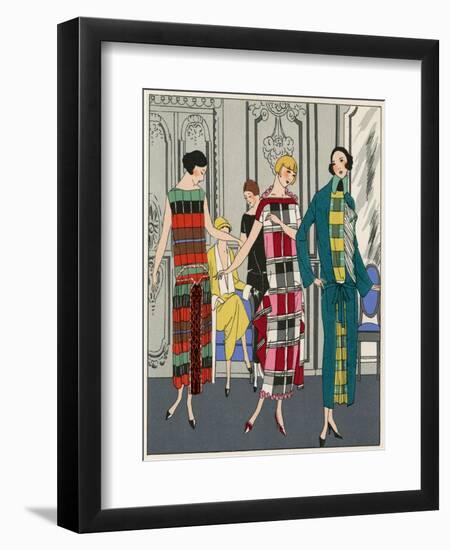 Three Checkered Dresses by Martial Et Armand-null-Framed Art Print