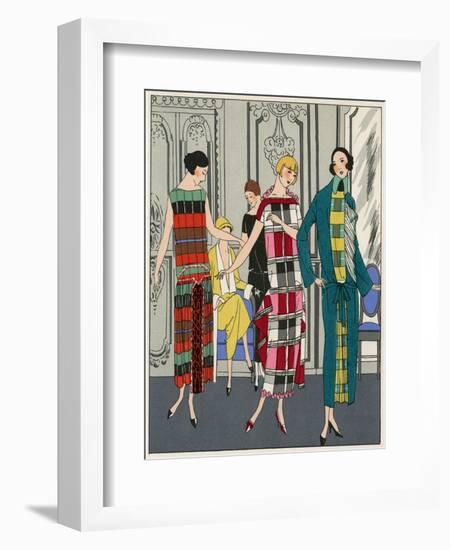 Three Checkered Dresses by Martial Et Armand-null-Framed Art Print