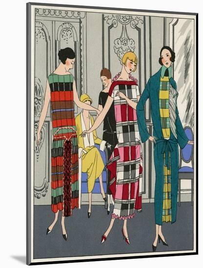 Three Checkered Dresses by Martial Et Armand-null-Mounted Art Print