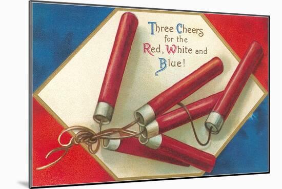 Three Cheers for the Red, White and Blue, Firecrackers-null-Mounted Art Print