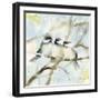 Three Chickadees in Spring Sq-Katrina Pete-Framed Art Print