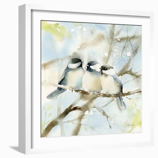 Three Chickadees in Spring Sq-Katrina Pete-Framed Art Print