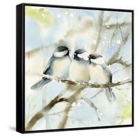 Three Chickadees in Spring Sq-Katrina Pete-Framed Stretched Canvas