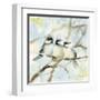 Three Chickadees in Spring Sq-Katrina Pete-Framed Art Print