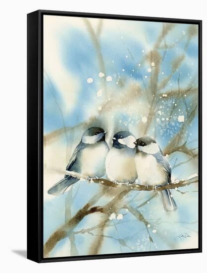 Three Chickadees-Katrina Pete-Framed Stretched Canvas