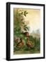 Three Chicks Ponder a Snail-A. Hochstein-Framed Art Print