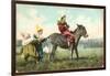 Three Child-Clowns with Burro-null-Framed Art Print