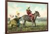 Three Child-Clowns with Burro-null-Framed Art Print