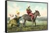 Three Child-Clowns with Burro-null-Framed Stretched Canvas