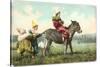 Three Child-Clowns with Burro-null-Stretched Canvas