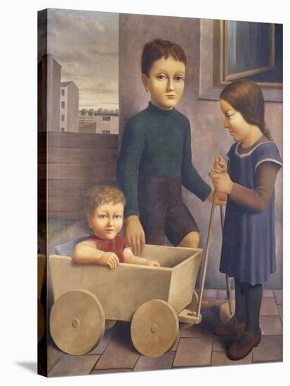 Three Children; Drei Kinder, 1926-Georg Schrimpf-Stretched Canvas