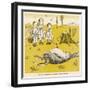 Three Children Look in Astonishment at an Extremely Tubby Bunny-null-Framed Art Print
