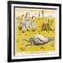 Three Children Look in Astonishment at an Extremely Tubby Bunny-null-Framed Art Print