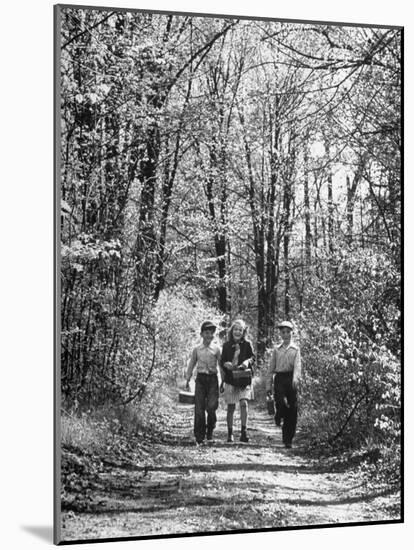 Three Children on Their Way to School During the Last Week-Thomas D^ Mcavoy-Mounted Photographic Print