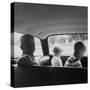 Three Children Ride in the Back of a Car, Ca. 1962-null-Stretched Canvas