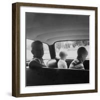 Three Children Ride in the Back of a Car, Ca. 1962-null-Framed Photographic Print