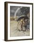 Three Children Sheltering Under an Umbrella With a Rainbow. 'Rain Rain, Go To Spain.'-Arthur Rackham-Framed Giclee Print