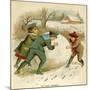 Three Children, Snowball-null-Mounted Art Print