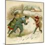 Three Children, Snowball-null-Mounted Art Print