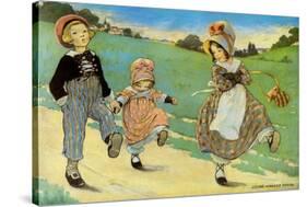 Three Children to London - One Foot Up One Foot Down-Jesse Willcox Smith-Stretched Canvas