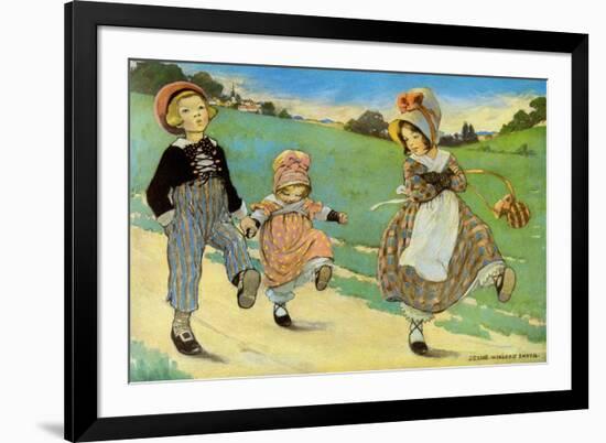 Three Children to London - One Foot Up One Foot Down-Jesse Willcox Smith-Framed Premium Giclee Print