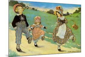 Three Children to London - One Foot Up One Foot Down-Jesse Willcox Smith-Mounted Premium Giclee Print