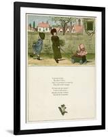 Three Children with a Go-Cart-Kate Greenaway-Framed Art Print