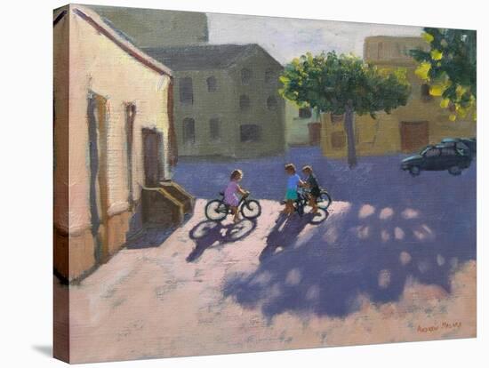 Three Children with Bicycles, Spain-Andrew Macara-Stretched Canvas