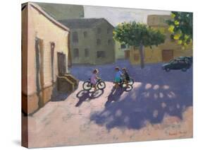 Three Children with Bicycles, Spain-Andrew Macara-Stretched Canvas